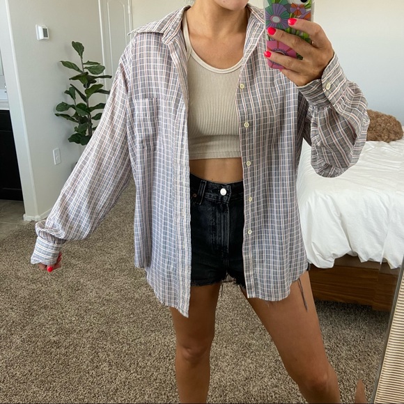Vintage Tops - SOLD Vintage lightweight plaid button up